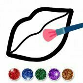 Glitter Lip with Makeup Brush Set coloring game